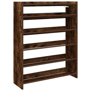 vidaXL Етажерка за обувки, опушен дъб, 80x25x100 см, инженерно дърво