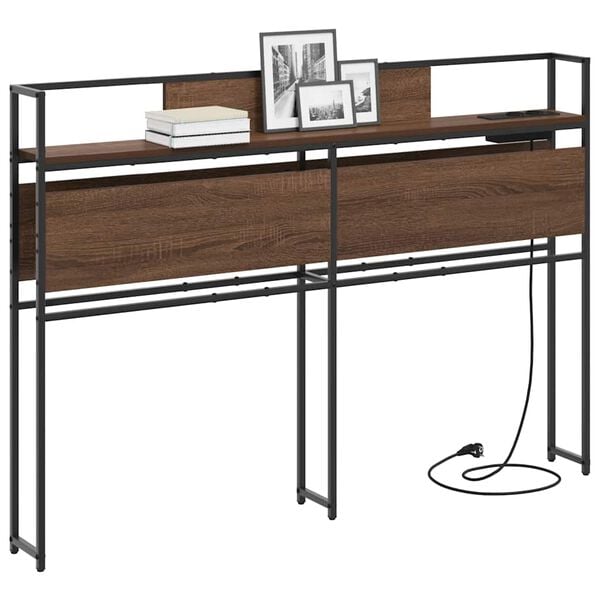 vidaXL Табла за съхранение с рафт Кафяв дъб 135 cm Инженерно дърво