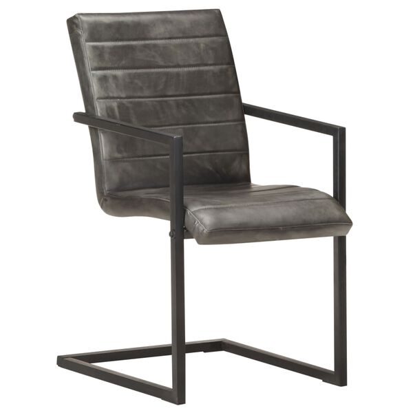 vidaXL Конзолни трапезни столове 6 бр сиви естествена кожа