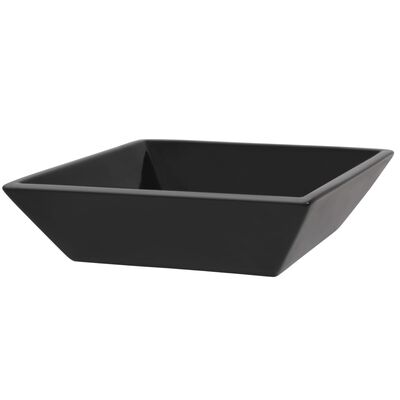 vidaXL Керамична мивка, квадратна, черна, 41,5x41,5х12 см