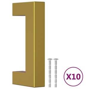 vidaXL Дръжки за шкафове, 10 бр, златисти, 64 мм, неръждаема стомана