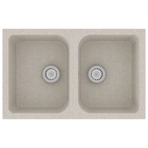 vidaXL Кухненска мивка Кварц и смола 76 x 48 x 30 см Бежово