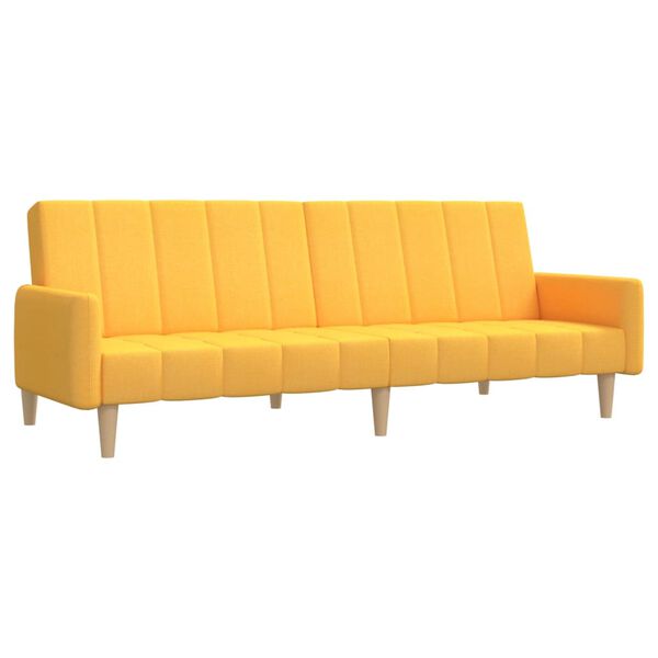vidaXL 2-местно разтегателно канапе, жълто, текстил