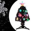 vidaXL Коледна елха с LED снежинки, черна, 64 см, оптично влакно