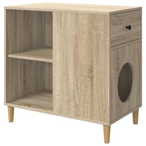 vidaXL Къща за котки Дъб сонома 72 x 42,5 x 70 см Инженерна дървесина