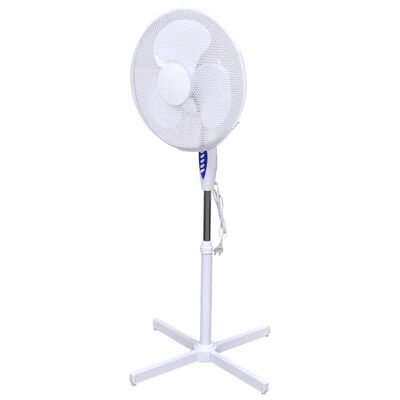 Бял осцилиращ вентилатор, регулируема височина и наклон 60 W
