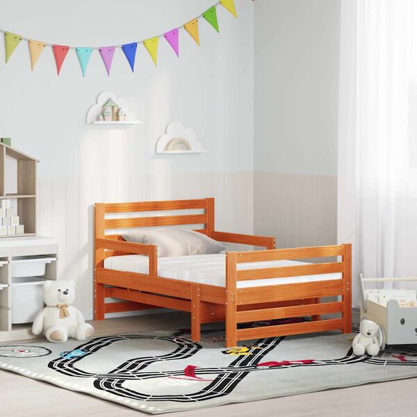 vidaXL Рамка за легло с матрак Кафяво 80 x 200 cm Солидно борово дърво