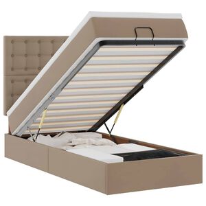 vidaXL Османска легло с матрак&LED, капучино 90x200 см изкуствена кожа