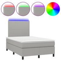 vidaXL Боксспринг легло с матрак и LED, светлосиво, 120x190 см, плат
