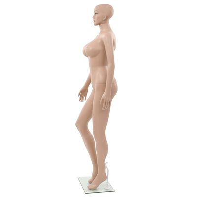 vidaXL Секси женски манекен със стъклена основа, бежов, 180 см