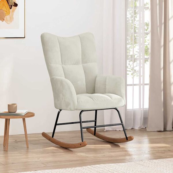 vidaXL Люлеещ стол, кремаво-бял, кадифе