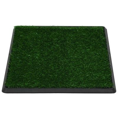 vidaXL Кучешка тоалетна с тава и изкуствена трева, зелена, 64x51x3 см