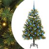 vidaXL Изкуствена коледна елха с хингед и шишарки Зелен 150 cm