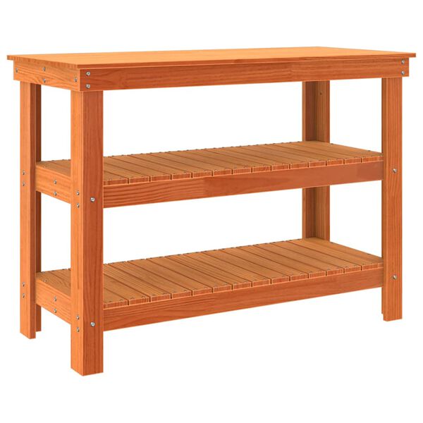 vidaXL Работна маса Восъчнокафяв 110,5 x 50 x 80 cm Борово дърво масив