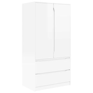 vidaXL Гардероб с чекмедже Висок Гланцов Бял 79,5 x 49 x 156 см