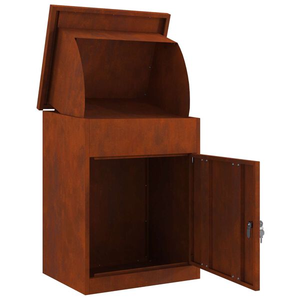 vidaXL Пощенска кутия за пратки с врата Ръждясало 47.5 x 38 x 59 см