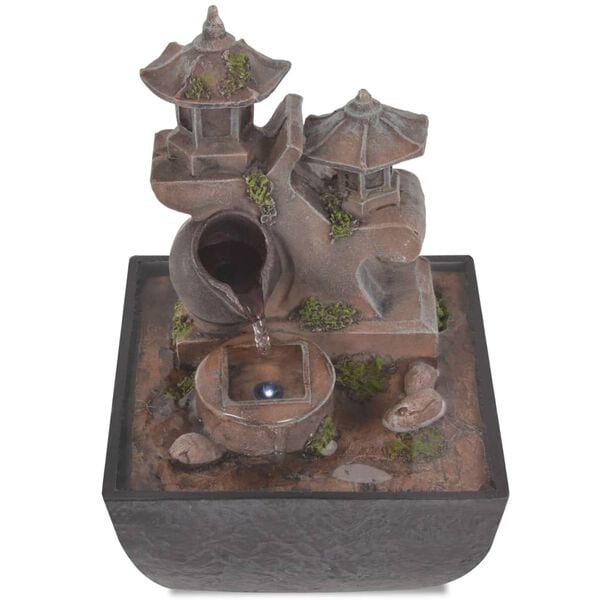 vidaXL Вътрешен фонтан с LED осветление, полирезин