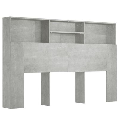 vidaXL Табла за легло тип шкаф, бетонно сива, 160x19x103,5 см