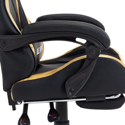 vidaXL Геймърски стол подложка за крака златисто/черно изкуствена кожа