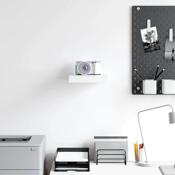 vidaXL Окачен стенен рафт, бял, 23x23,5x3,8 см, МДФ