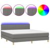 vidaXL Боксспринг легло с матрак и LED, тъмносиво, 180x200 см, плат