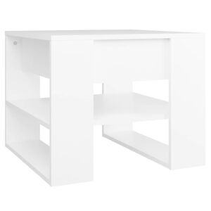 vidaXL Маса за кафе, бяла, 55,5x55x45 см, инженерно дърво