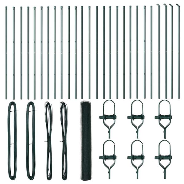 vidaXL Стълб за ограда. Зелен 50 x 1,4 м (13 мм мрежа) Стомана и PVC