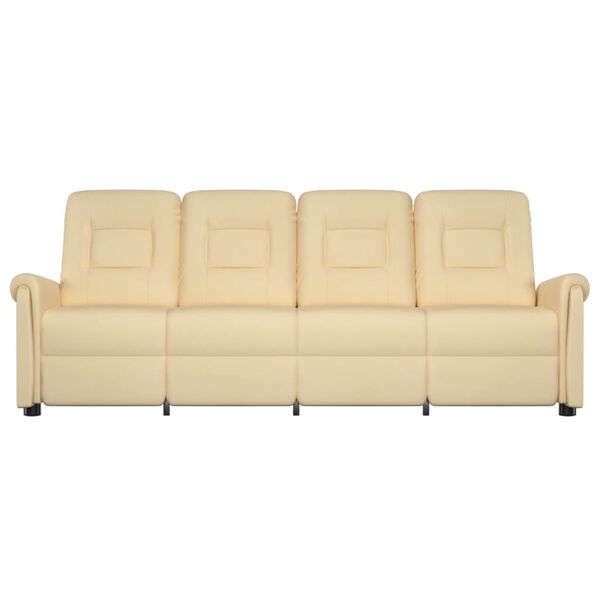 vidaXL 4-местен масажен реклайнер, кремав, микрофибърна тъкан