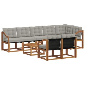 vidaXL Комплект дивани за открито 9 pcs Естествено и светло сиво