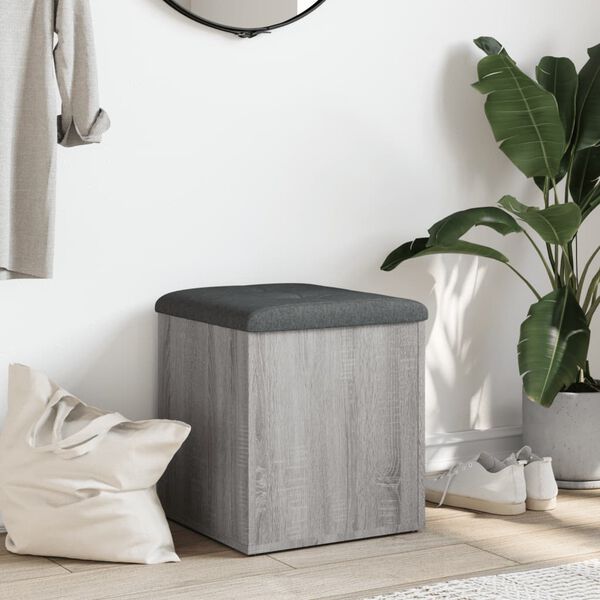 vidaXL Пейка за съхранение, сив сонома, 42x42x45 см, инженерно дърво