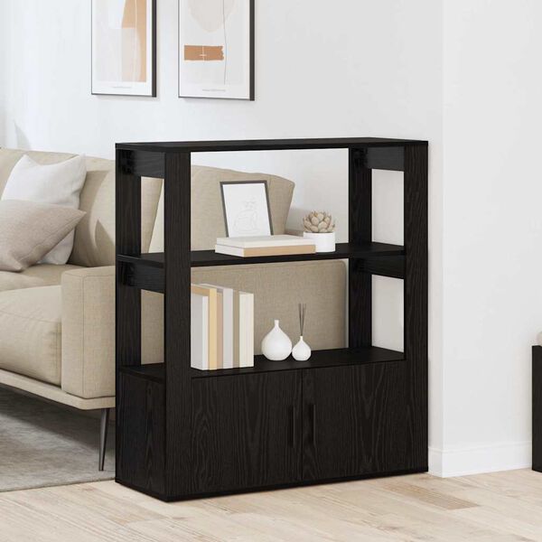 vidaXL Служебен шкаф Черен дъб 30 x 80 x 90 см Инженерно дърво