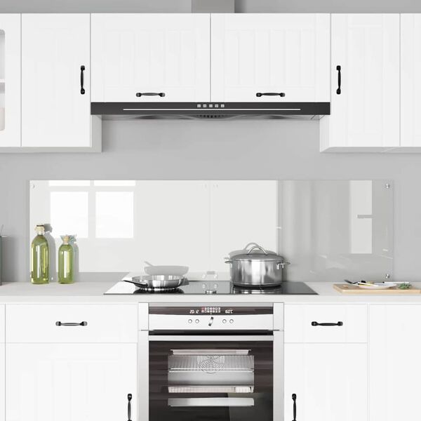 vidaXL Кухненски заден панел Прозрачен 90 x 50 cm закалено стъкло