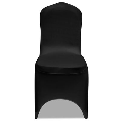 vidaXL Калъфи за столове, разтегателни, черни, 12 бр