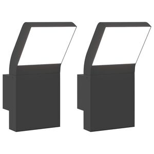 vidaXL Външни LED стенни лампи, 2 бр, черен, лят алуминий