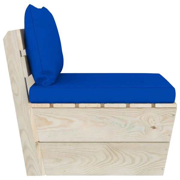 vidaXL Градински палетен среден диван с възглавници, импрегниран смърч