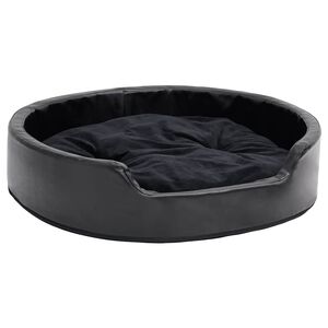 vidaXL Кучешко легло, черно, 79x70x19 см, плюш и изкуствена кожа