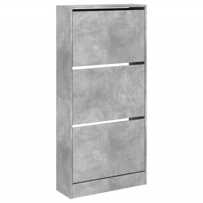 vidaXL Шкаф за обувки, бетонно сив, 60x21x125,5 см, инженерно дърво