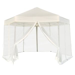 vidaXL Шестоъгълна pop-up шатра с 6 стени кремавобяла 3,6x3,1 м