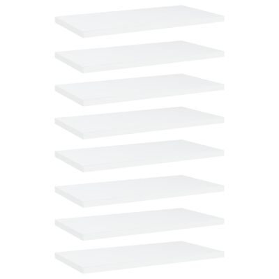 vidaXL Рафтове за етажерка, 8 бр, бели, 40x20x1,5 см, ПДЧ