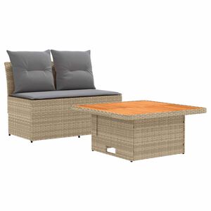 vidaXL 2 Брой Градинен среден диван с таблица, която се повдига