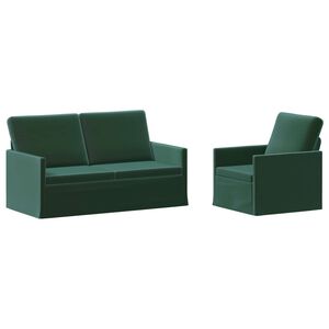 vidaXL Комплект дивани 2 pcs Тъмнозелено Кадифе