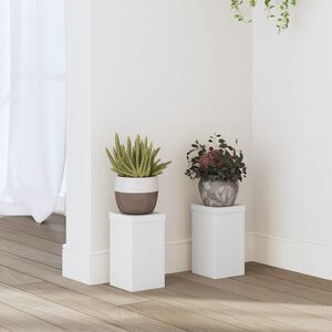 vidaXL Стойки за растения 2 бр бели 10x10x18 см инженерно дърво