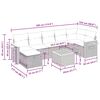 vidaXL Градински диван с възглавници, 7 части, бежов полиратан