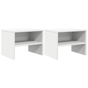 vidaXL Нощни шкафчета, 2 бр, бели, 40x30x30 см, инженерно дърво
