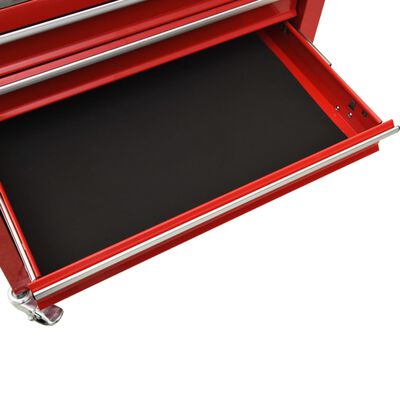 vidaXL Количка за инструменти с 4 чекмеджета, стомана, червена