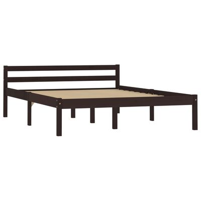 vidaXL Рамка за легло, тъмнокафява, бор масив, 120x200 см