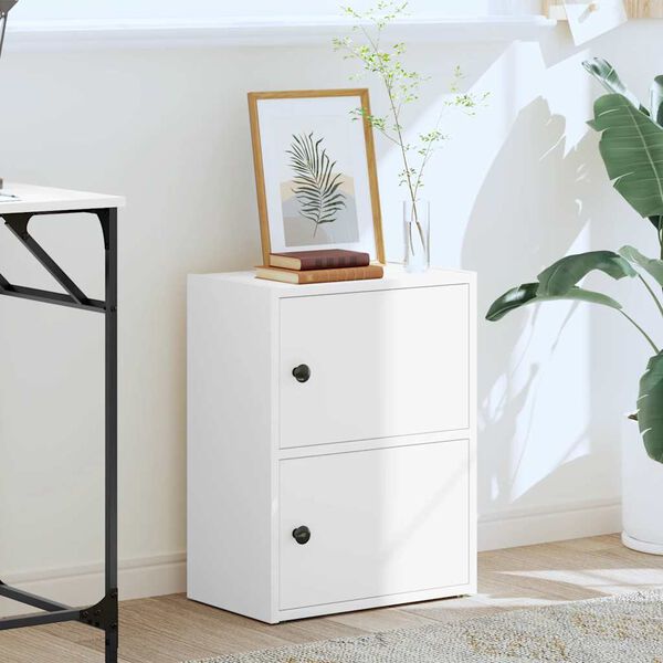 vidaXL Библиотека, бяла, 40x24x52 см, инженерно дърво