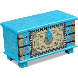 vidaXL Ракла от мангово дърво, 80x40x45 cм, синьо