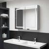 vidaXL LED шкаф с огледало за баня, сияйно бяло, 80x12x68 см