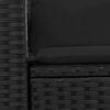 vidaXL Градински диван с възглавници, двуместен, черен, полиратан